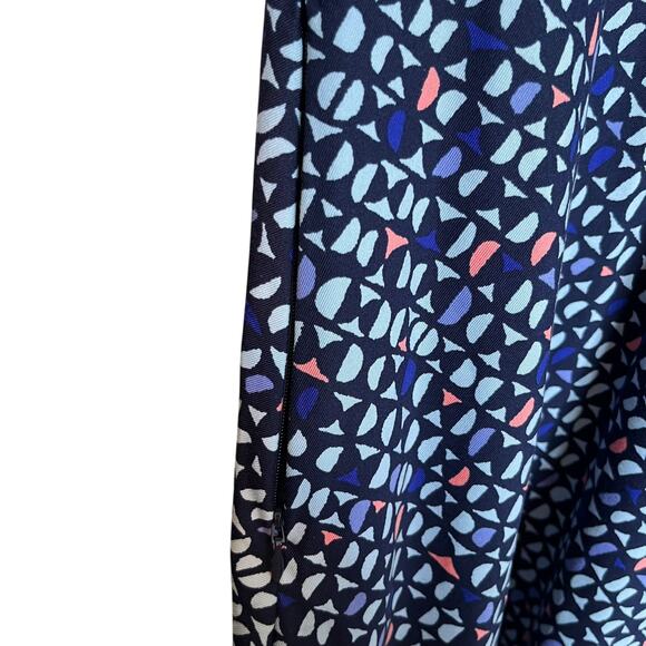 Title Nine Dream V Neck Dress Wild Waves Geometric Print Navy Blue Travel Size L - Picture 6 of 11